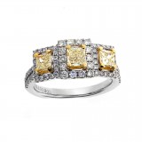 0.51 Cts. 18K White Gold Fancy Yellow Diamond Right Hand Ring